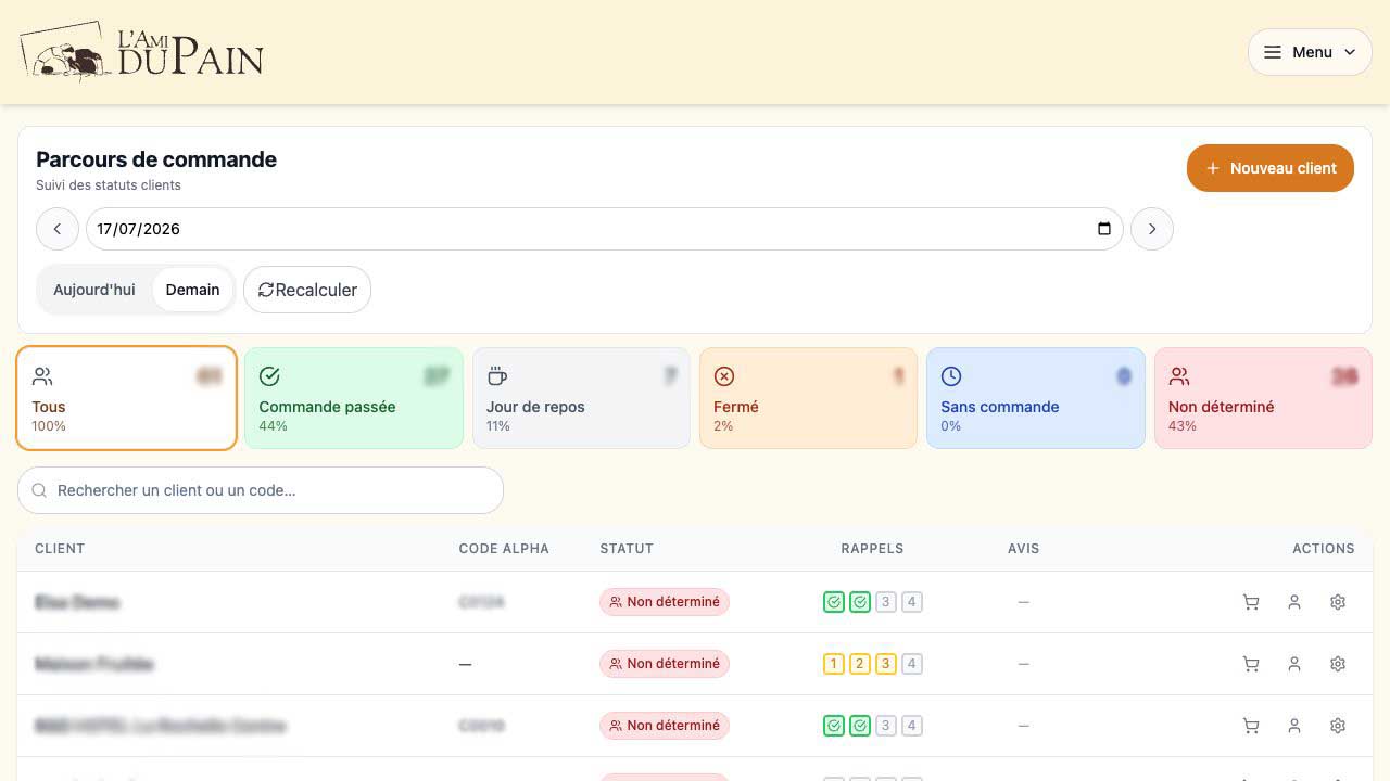 Order journey in the current interface