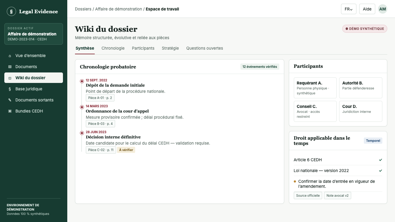Wiki structuré du dossier et droit applicable dans le temps